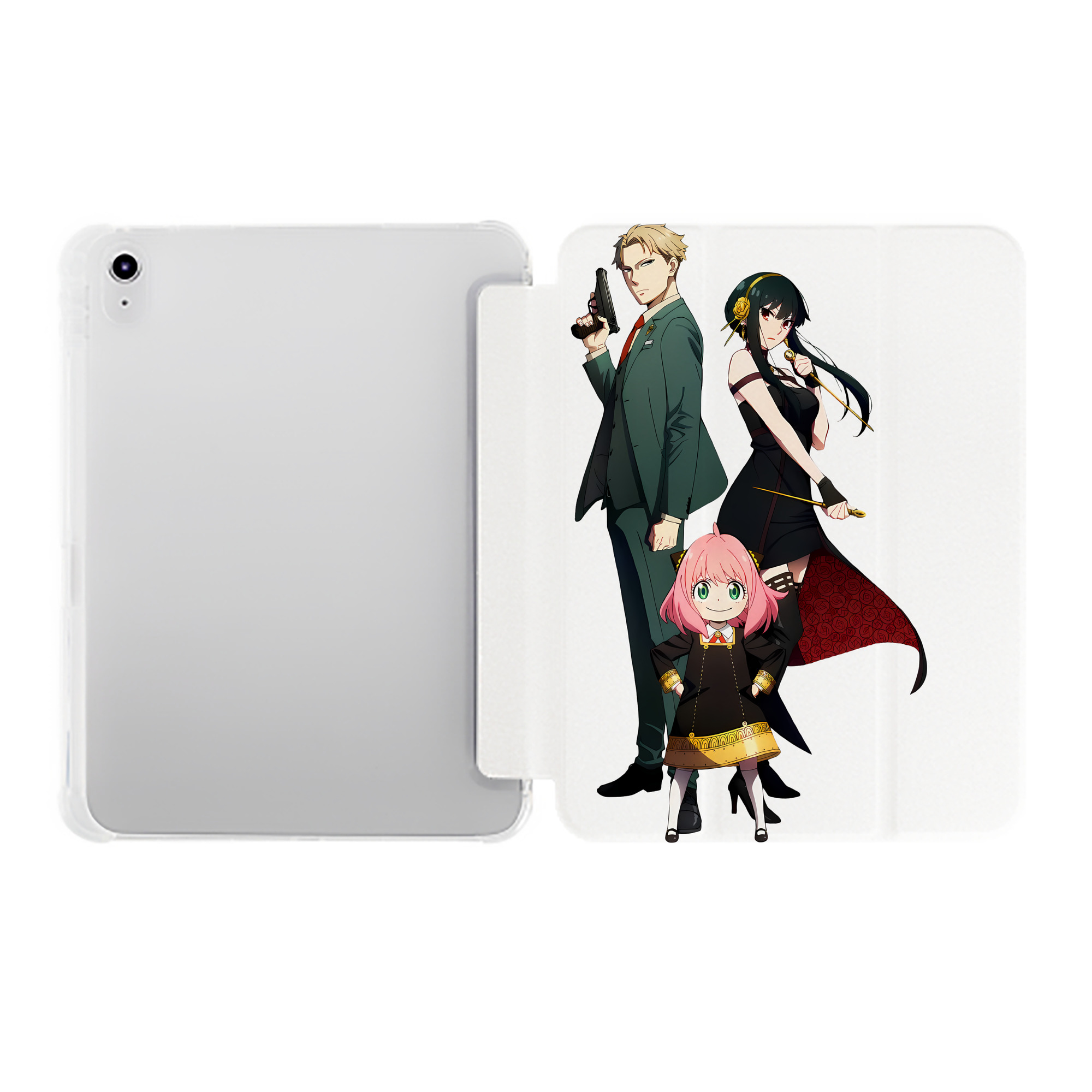 （画像用） SPY×FAMILY间谍家家酒 IPad ケース ペン収納付き 三つ折りスタンド PUレザー×シリコン 対応機種9.5/10.5/10.9インチ